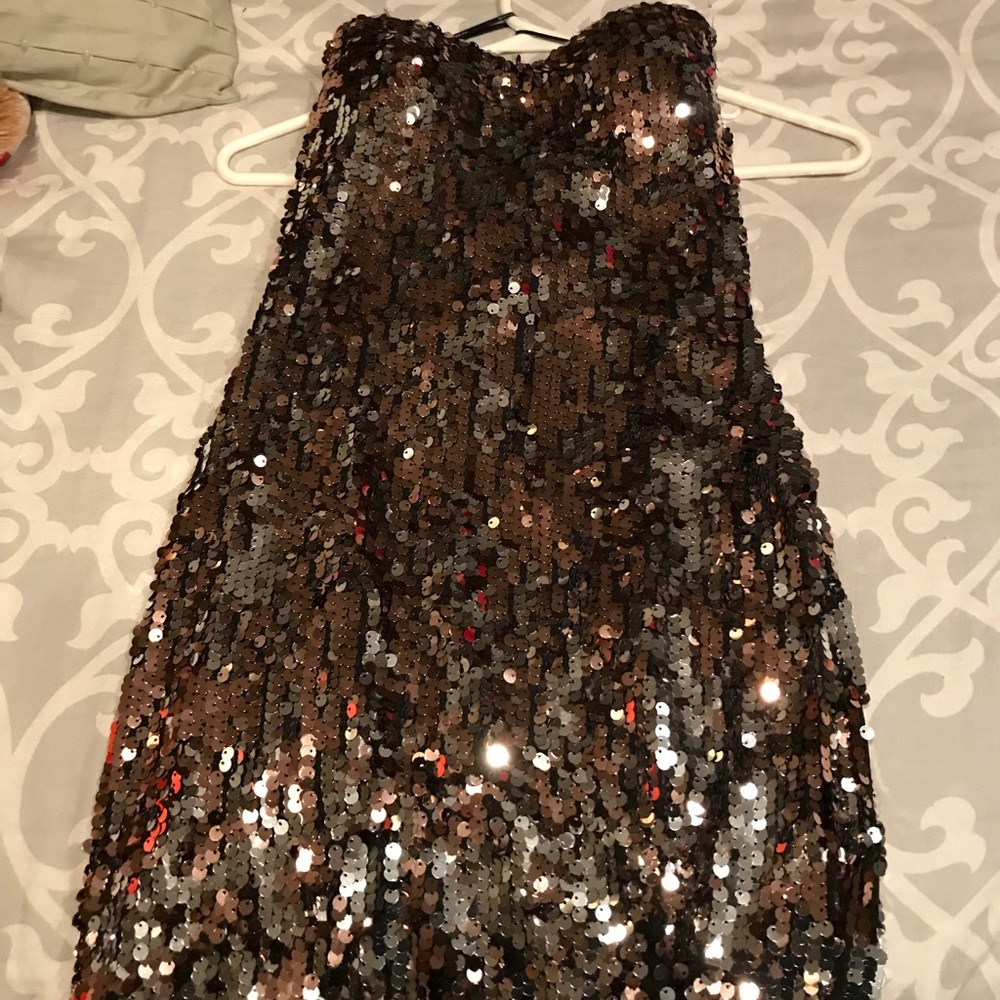 Black and silver sequin dress